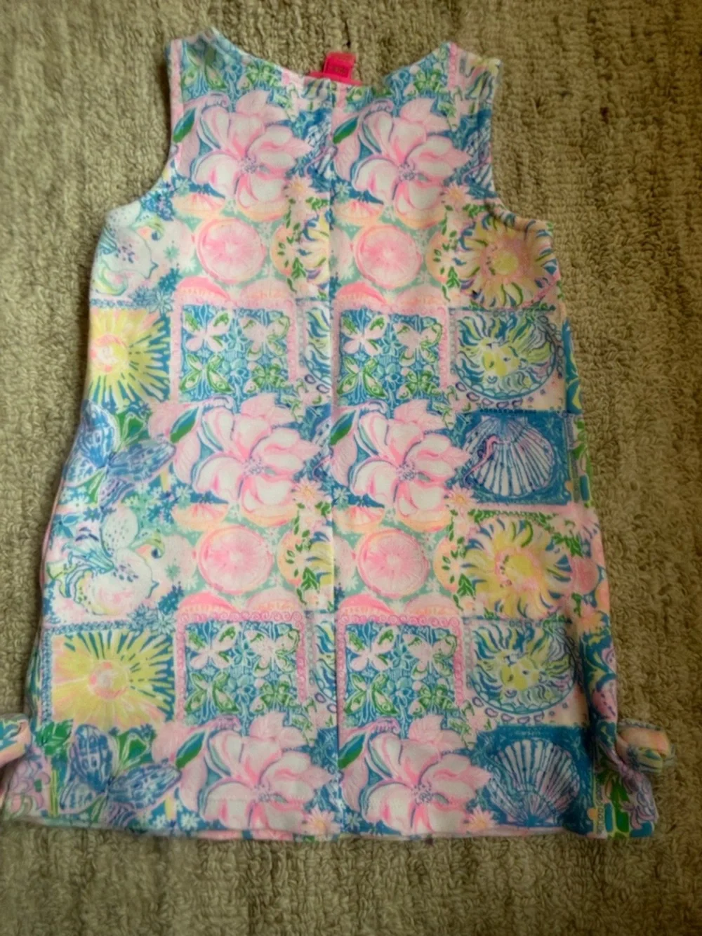 Lilly Pulitzer Girls Multicolor Pink Blue Green Floral Patchwork Dress - Picture 4 of 4